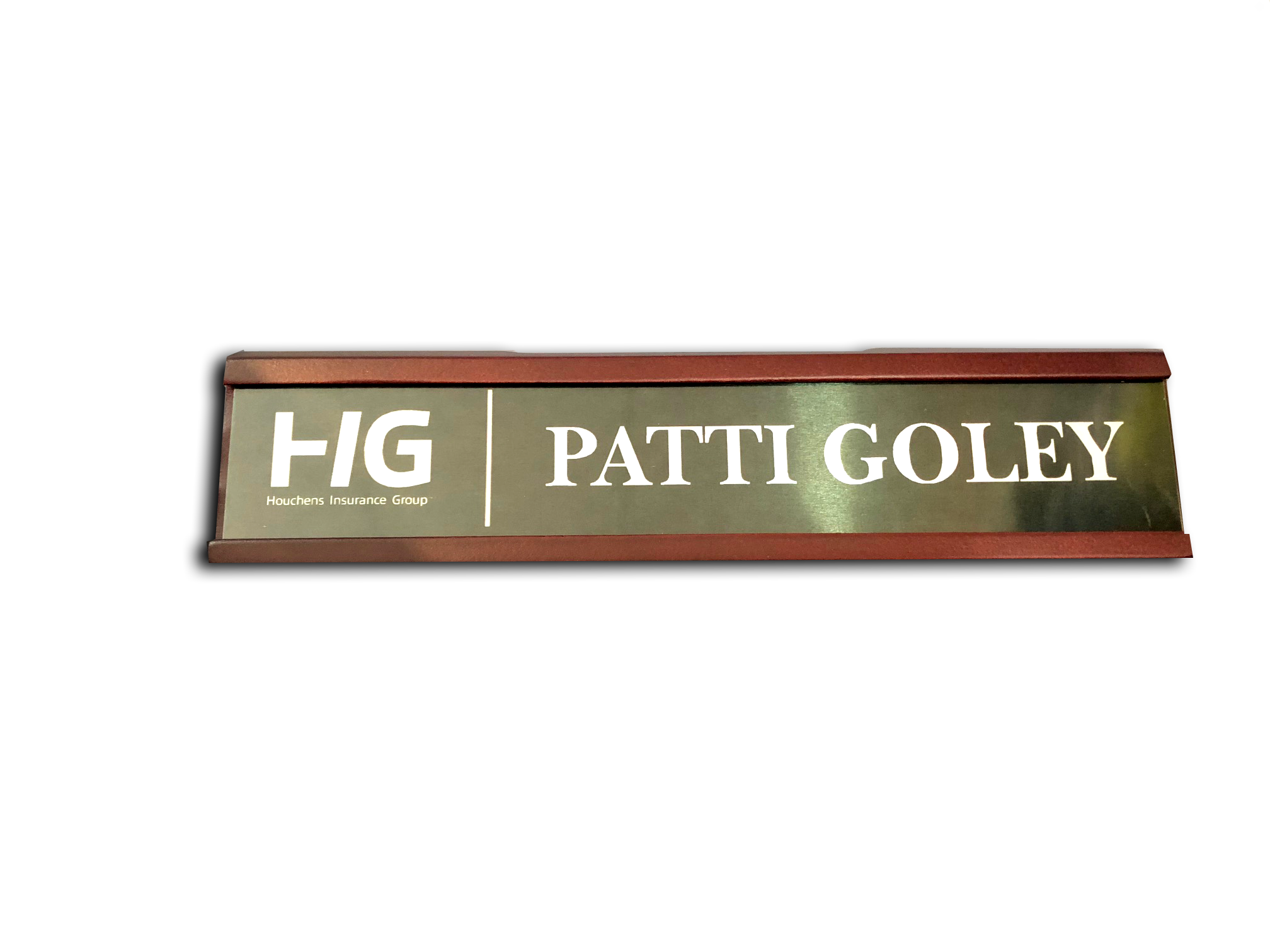 Mahogany Desk Name Plate W Business Card Holder Print Plus Designz