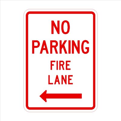 No Parking Fire Lane Arrow Left