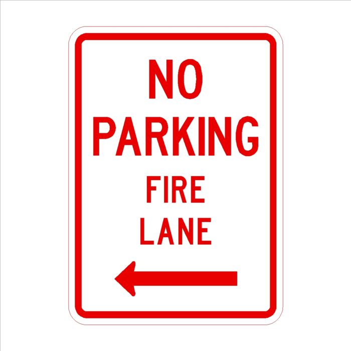 No Parking Fire Lane Arrow Left