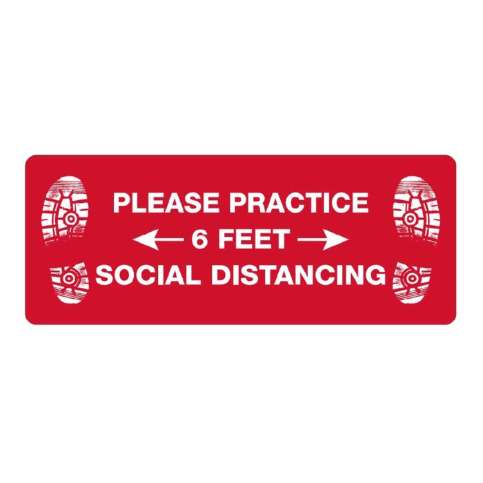 Red Rectangular Social Distance Floor Decal
