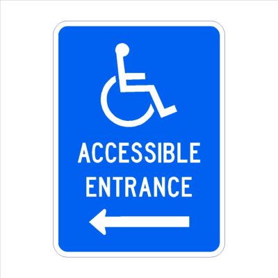 (Handicap Symbol) Accessible Entrance Arrow Left