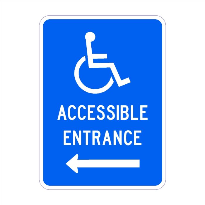 (Handicap Symbol) Accessible Entrance Arrow Left