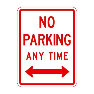 No Parking Any Time Arrow Double Headed Arrow