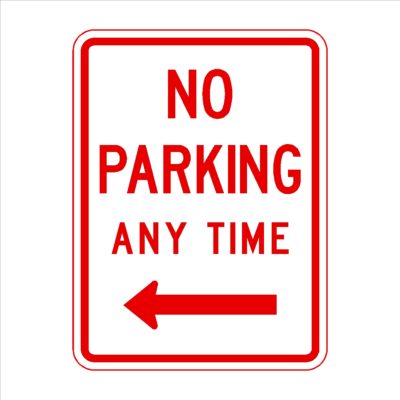 No Parking Any Time Arrow Left