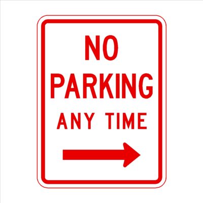 No Parking Any Time Arrow Right