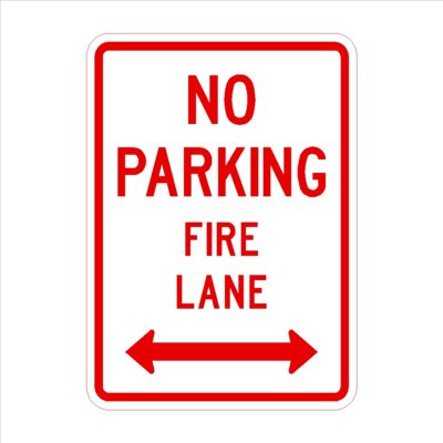 No Parking Fire Lane Double Headed Arrow