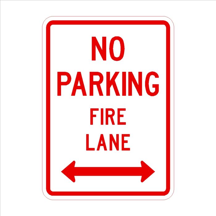 No Parking Fire Lane Double Headed Arrow