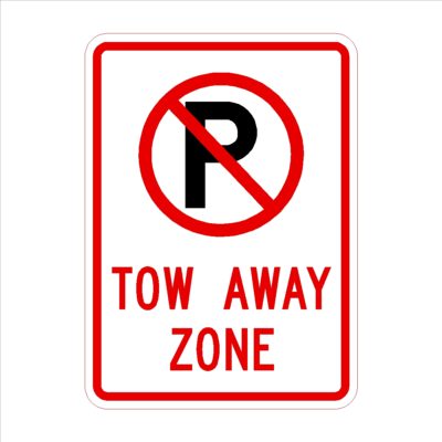 (No Parking Symbol) Tow Away Zone