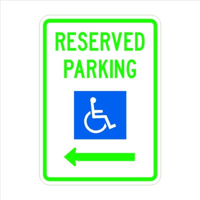 Reserved Parking (Handicap Symbol) Arrow Left