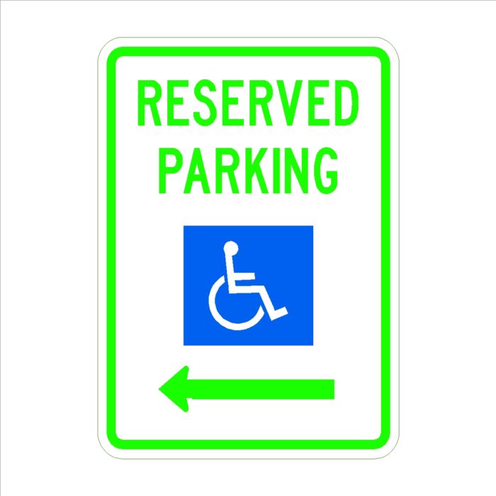 Reserved Parking (Handicap Symbol) Arrow Left