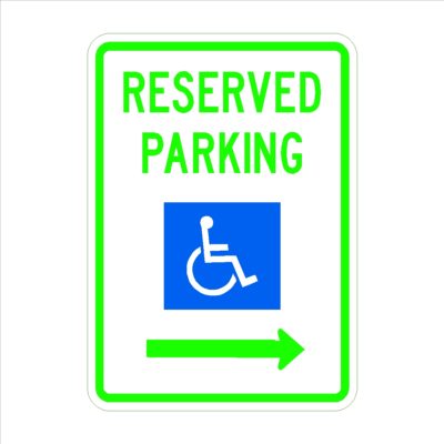 Reserved Parking (Handicap Symbol) Arrow Right
