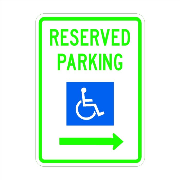 Reserved Parking (Handicap Symbol) Arrow Right