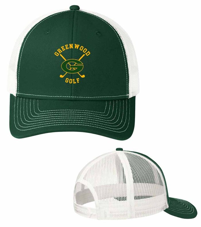 GHS Golf Port Authority® Snapback Trucker Cap Dark Green on White