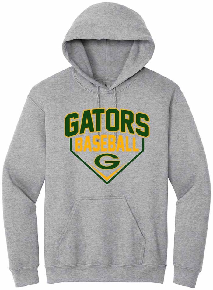 GHS Baseball Gildan Hoodie Home Plate Sport Grey
