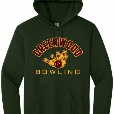 GHS Bowling Gildan Hoodie Bowling Pins Forest Green