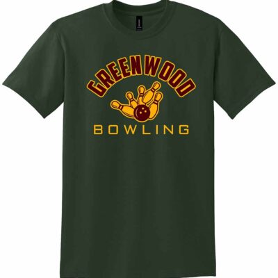 GHS Bowling Gildan DryBlend Short Sleeve T-Shirt Bowling Pins Forest Green
