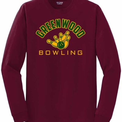 GHS Bowling Gildan Long Sleeve T-Shirt Bowling Pins Maroon
